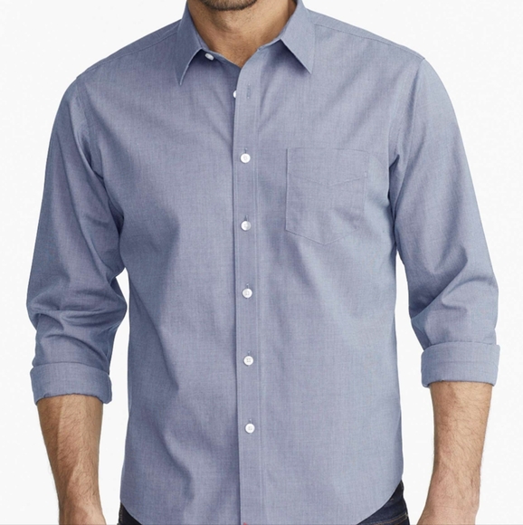 UNTUCKit* men's cotton chambray button front long sleeve collared dress shirt - Picture 1 of 14